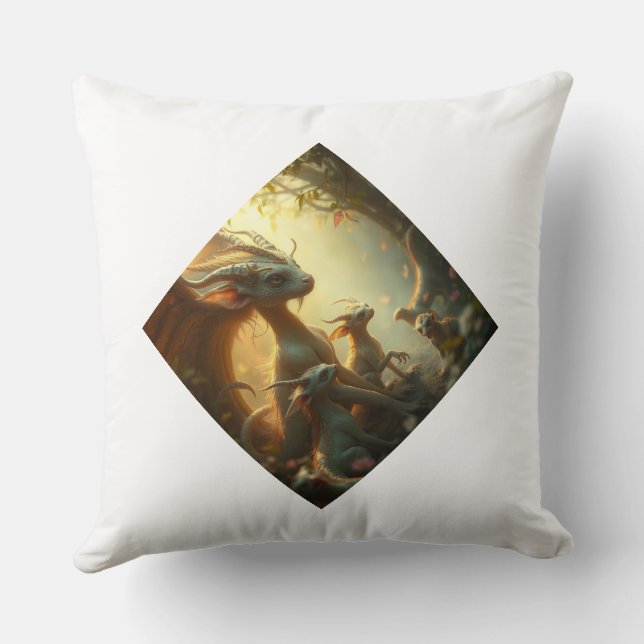 Almofada „Drachenmutter im goldenen Wald“ (Verso)