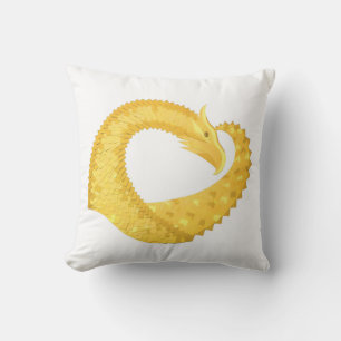 Almofada Dragão amarelo no branco