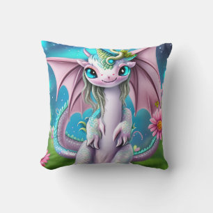 Almofada Dragão Bebê Sorridente e Bonito com Flores