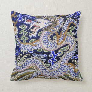 Almofada dragão chinês do bordado do tatuagem do vintage