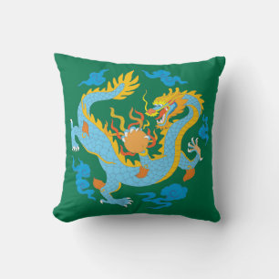 Almofada Dragão Clássico Colorido Chinês