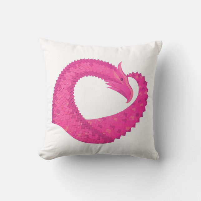 Almofada Dragão-coração rosa-quente em branco (Frente)