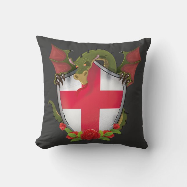 Almofada Dragão da Inglaterra e escudo da bandeira inglesa (Frente)