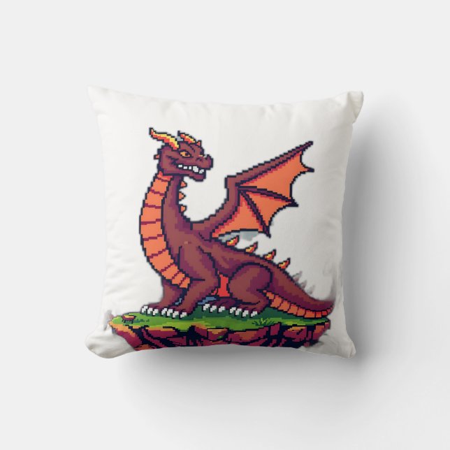Almofada Dragão da Vintage da Pixel Art (Frente)
