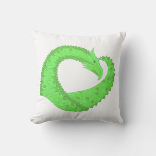 Almofada Dragão do coração do verde limão em branco