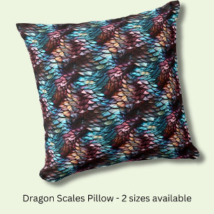 Almofada Dragão Escala Aqua Blue Crimson Brown
