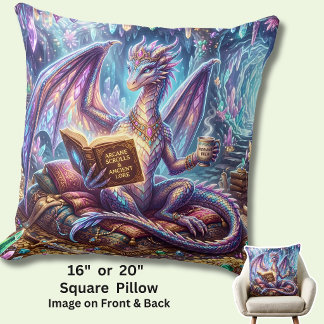 Almofada Dragão Fantasia com Livro e Café