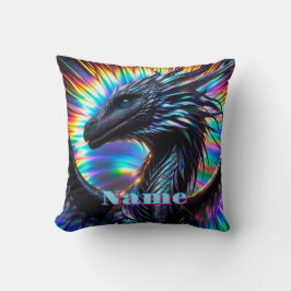 Almofada Dragão Iridescente com Fundo Vibrante