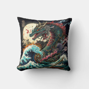 Almofada Dragão Japonês da Noite de excelente