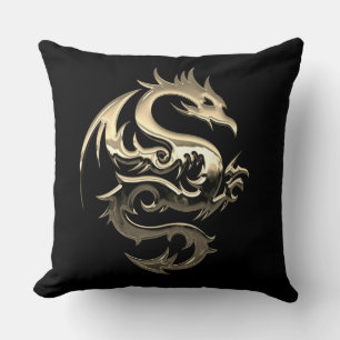 Almofada Dragão metálico Dourado reversível