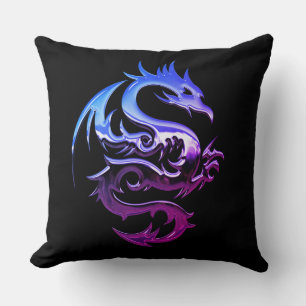 Almofada Dragão Metálico Roxo Reversível