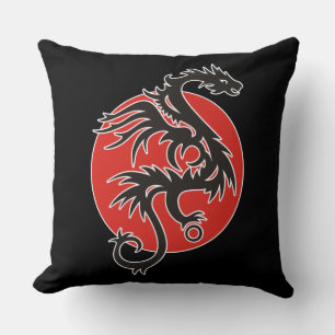 Almofada Dragão Sol - preto vermelho branco + suas ideias