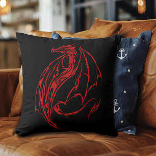 Almofada Dragão Tribal Vermelho