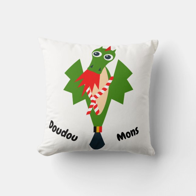 Almofada Dragão Verde da cidade de Mons, Bélgica (Frente)