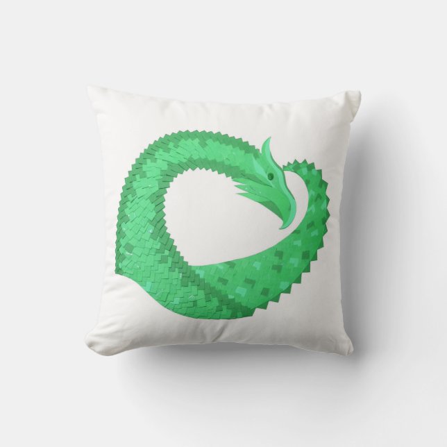 Almofada Dragão verde no branco (Frente)