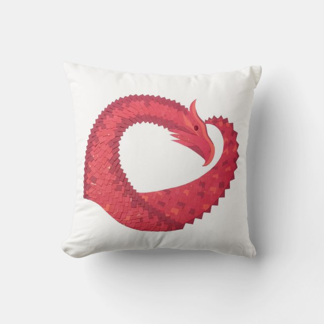 Almofada Dragão vermelho em branco (Frente)