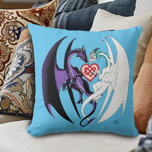 Almofada Dragões adoram azul-coração