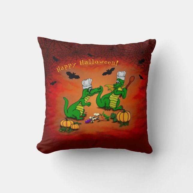 Almofada Dragões - Feliz Halloween! Hoje eu cozinho (Frente)