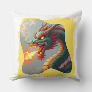 Almofada Dragon and Fire Throw Pillow