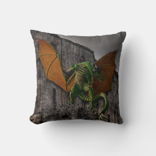 Almofada Dragon & Castle Fantasy Trabalho de arte