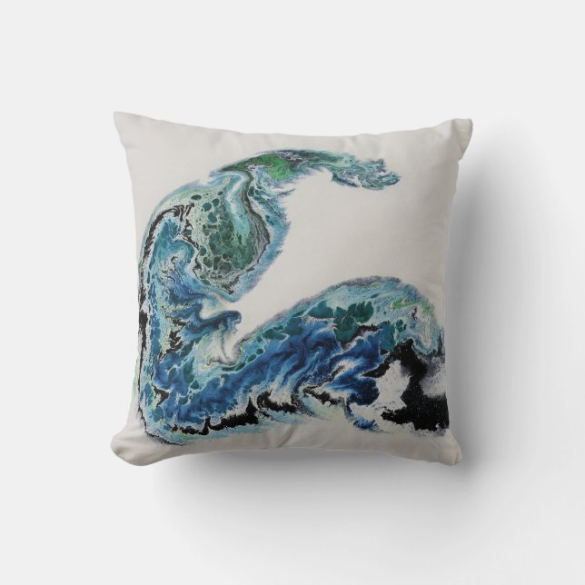 Almofada “Dragon in the Waves – Abstract Ocean Energy Throw (Frente)