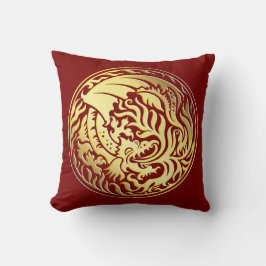 Almofada Dragoncírculo - Dourado no Vermelho