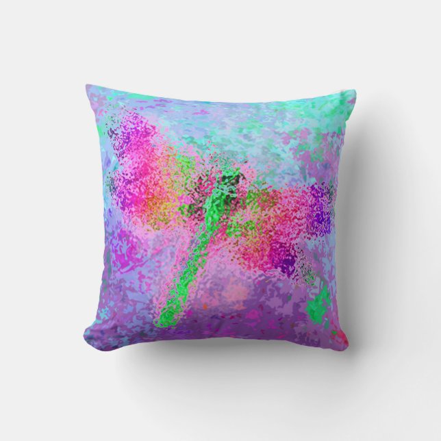 Almofada Dragonfly Abstrato Digital Art Rosa (Frente)