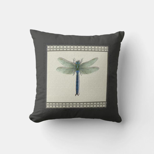 Almofada Dragonfly Azul Elegante (Frente)