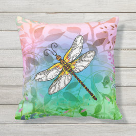 Almofada Dragonfly com Plano de Fundo de Folha
