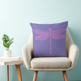 Almofada Dragonfly de fantasia rosa e roxa