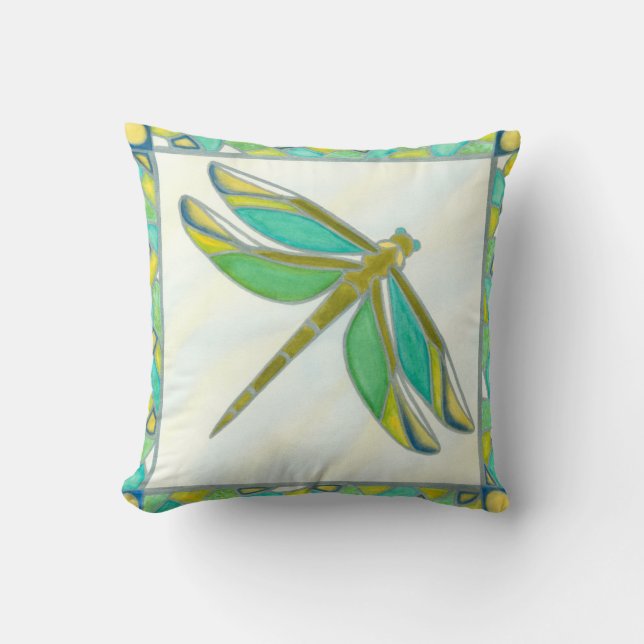 Almofada Dragonfly de Pastel Luminoso por Vanna Lam (Frente)