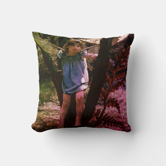 Almofada Dragonfly Fairy Girl in Moonlight (Frente)