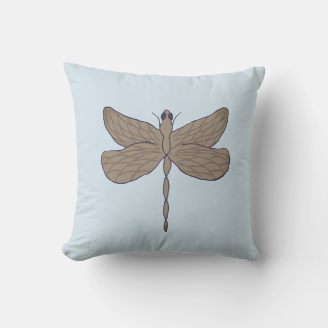 Almofada Dragonfly Illustration Blue e Tan (Frente)