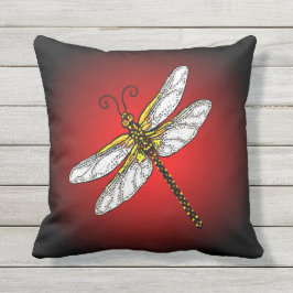 Almofada Dragonfly no Fundo Vermelho