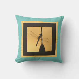 Almofada Dragonfly on Chain, Silhouette em Dourado/Turquois