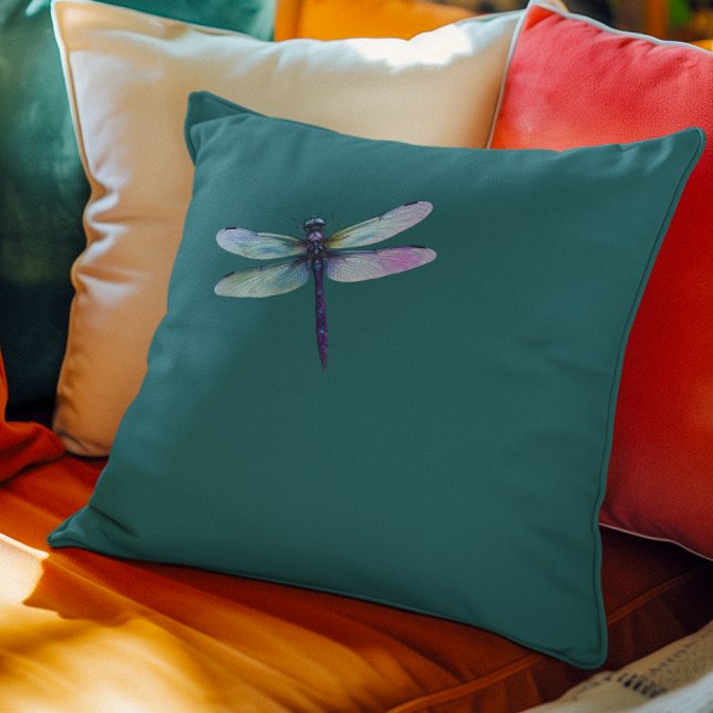 Almofada Dragonfly Roxa em Teal (Criador carregado)