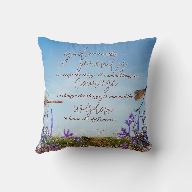 Almofada Dragonfly Serenity Prayer Faux Glitter (Verso)