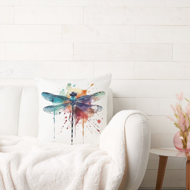 Almofada Dragonfly Vibrante Aquarela (Sofá)