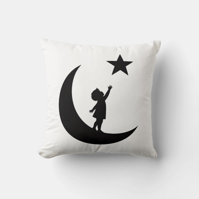 Almofada Dream Chaser Cute Minimalist Moon and Star Design (Frente)