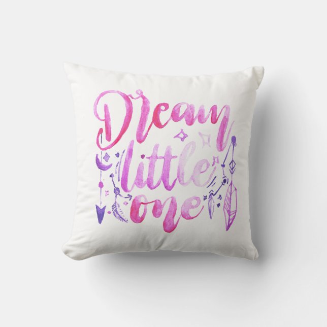 Almofada Dream Little One Pink Purple Watercolor Nursery  T (Frente)