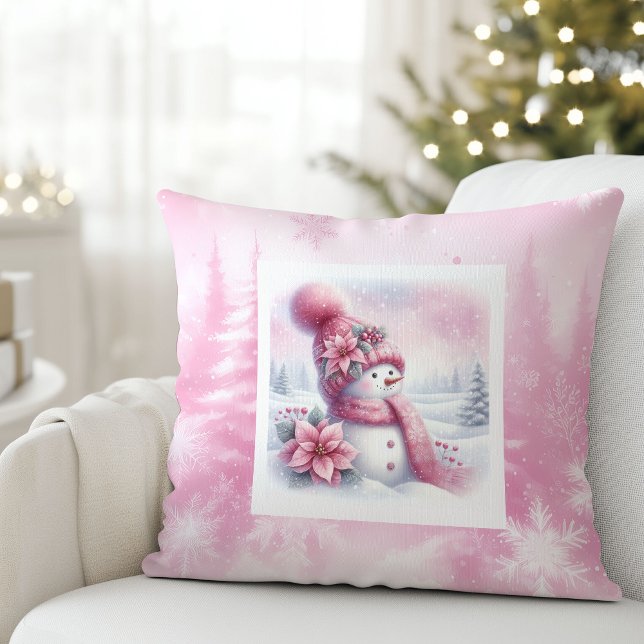 Almofada Dream Pink Forest Snowman Pinkmas Kids Cushion (Dream Pink Forest Snowman Pinkmas Kids Cushion)