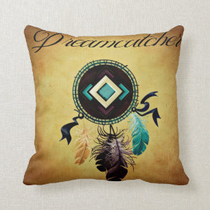 Almofada Dreamcatcher em um Fundo de Ouro Grunge
