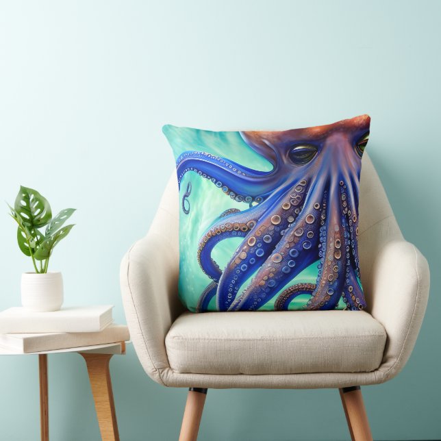Almofada Dreampus Octopus Blue Ocean Wave Pop Art (Cadeira)