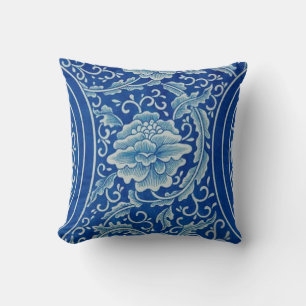 Almofada Dreamy Blue Lotus Vintage Chinoiserie