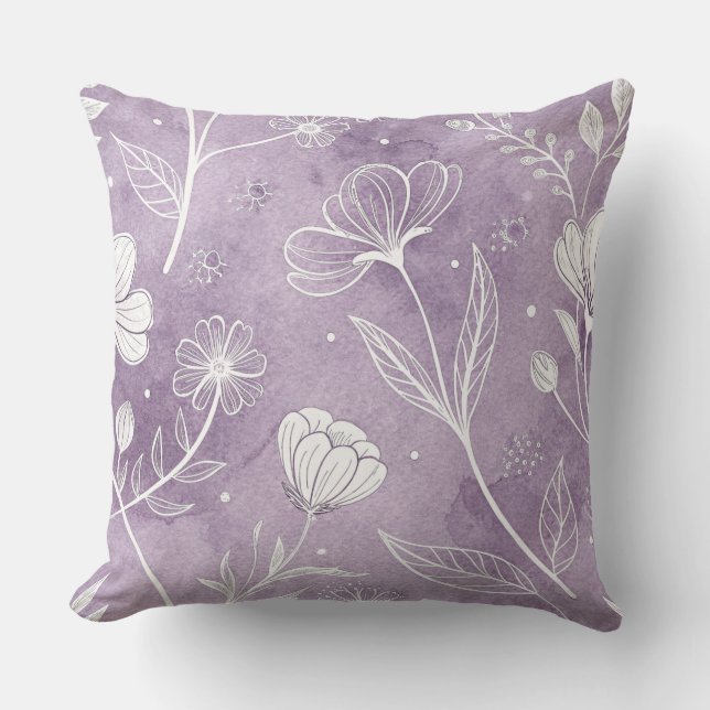Almofada Dreamy Botanical Floral Throw Pillow (Frente)