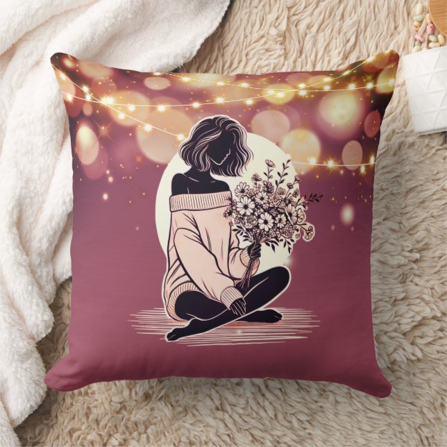 Almofada Dreamy Elegance: Uma Reflexão Silenciosa da Mulher (Cobertor)