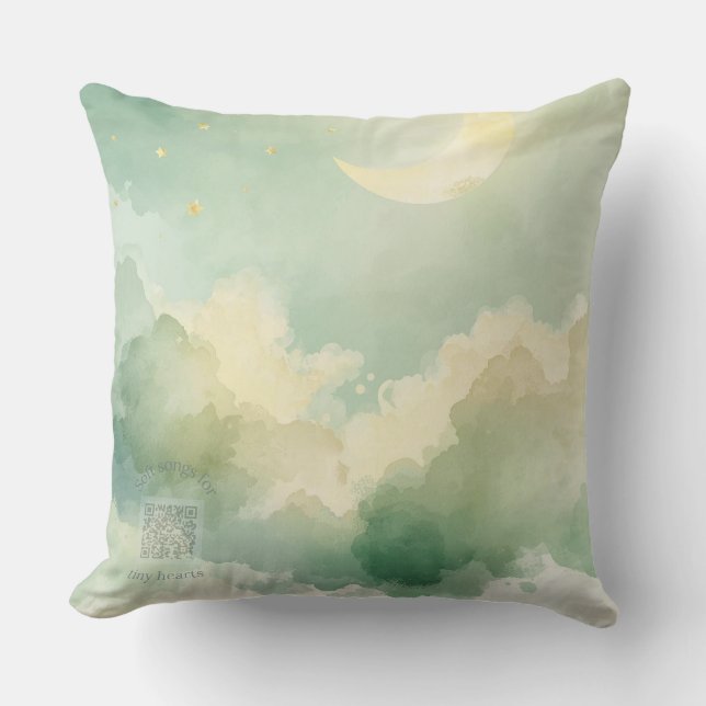 Almofada Dreamy Moon & Cloud Nursery Throw Pillow | Music (Frente)