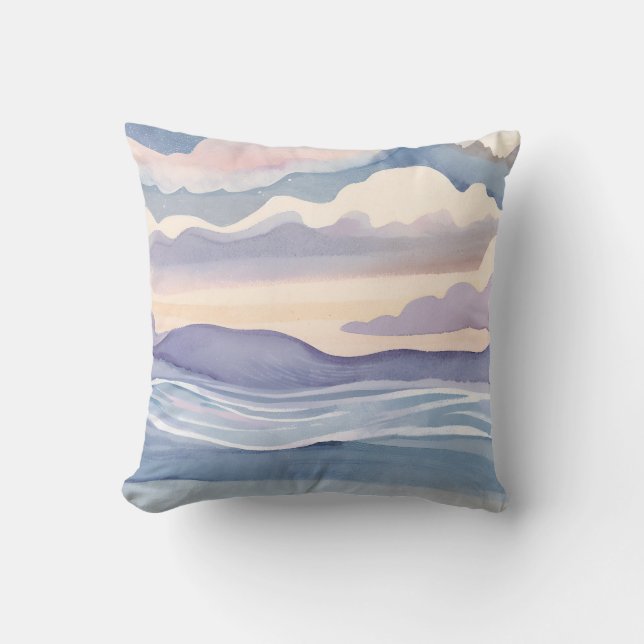 Almofada Dreamy Ocean Waves | Aquarela (Frente)