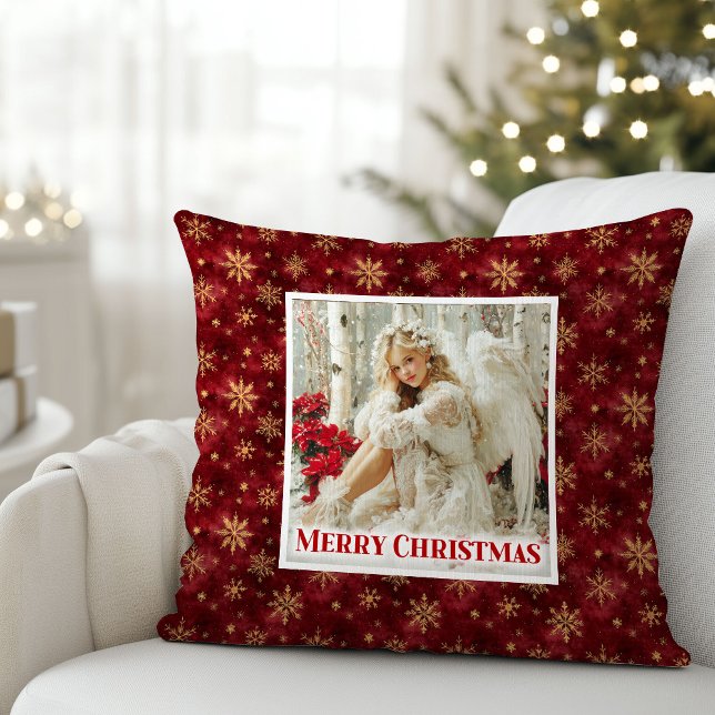 Almofada Dreamy Victorian Angel Red and Gold Holiday Pillow (Dreamy Victorian Angel Red and Gold Holiday Pillow)