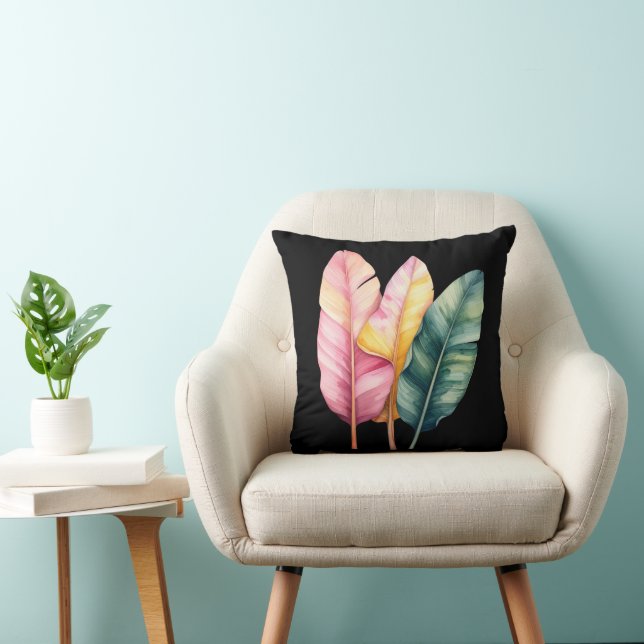 Almofada Drei Bananen Blätter in Pastellfarben  (Cadeira)